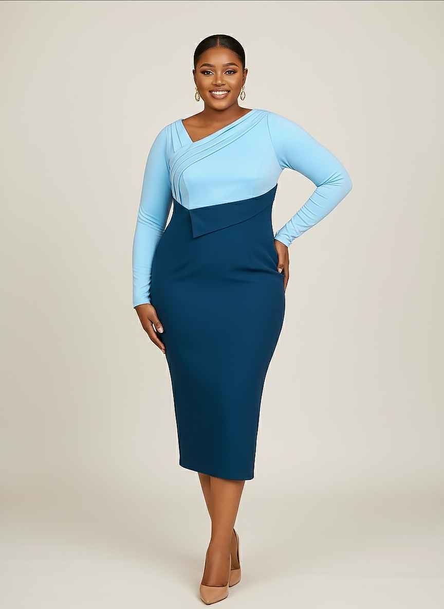 robe midi duo céleste – bleu ciel & marine robe midi duo céleste – bleu ciel & marine