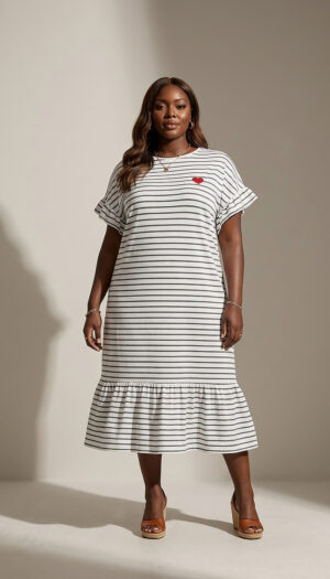 robe cœur océane – rayures nautiques