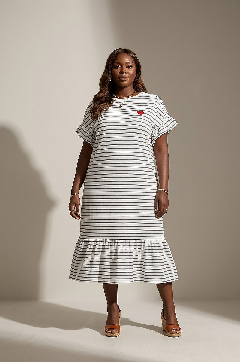 robe cœur océane – rayures nautiques