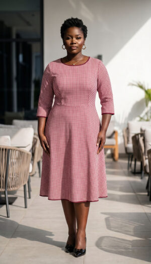 Accueil robe midi vichy bordeaux – Élégance et confort